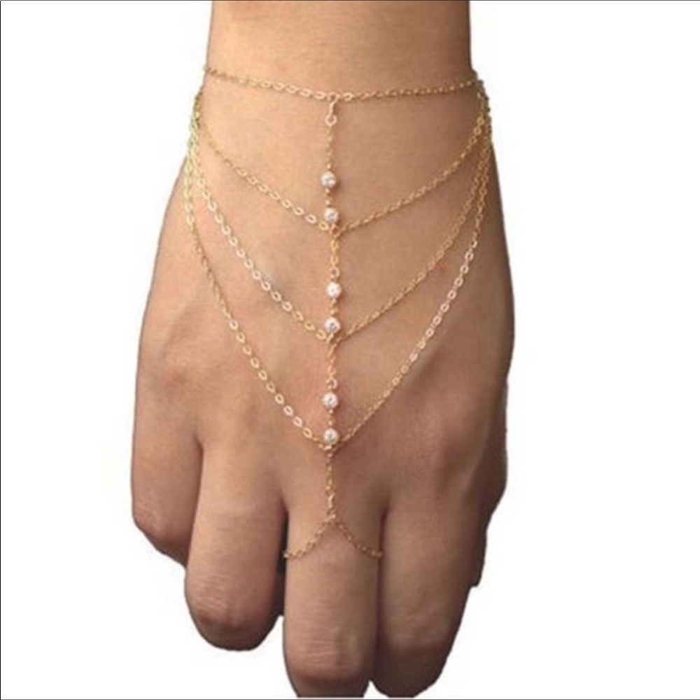 Bracelet with attached Ring, New